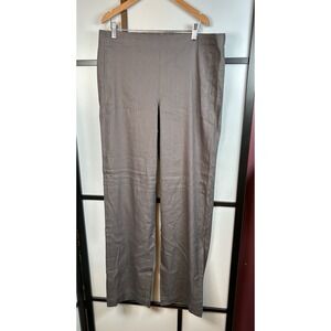 J Jill Flat Front Linen Blend Stretch Chino Pants Gray Women's 14 Tall‎